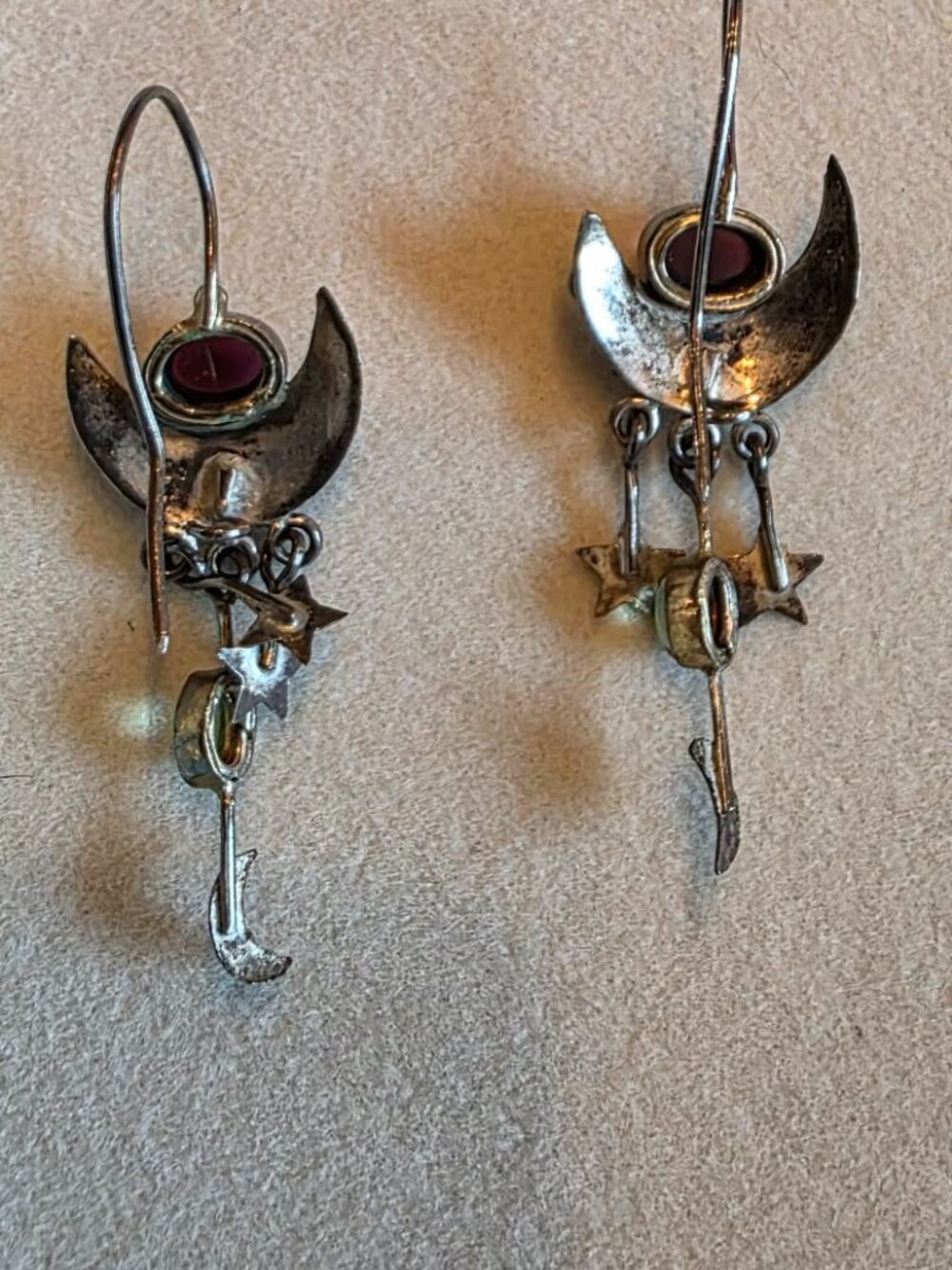 Garnet and Peridot Vintage Earrings - Picture 4 of 5